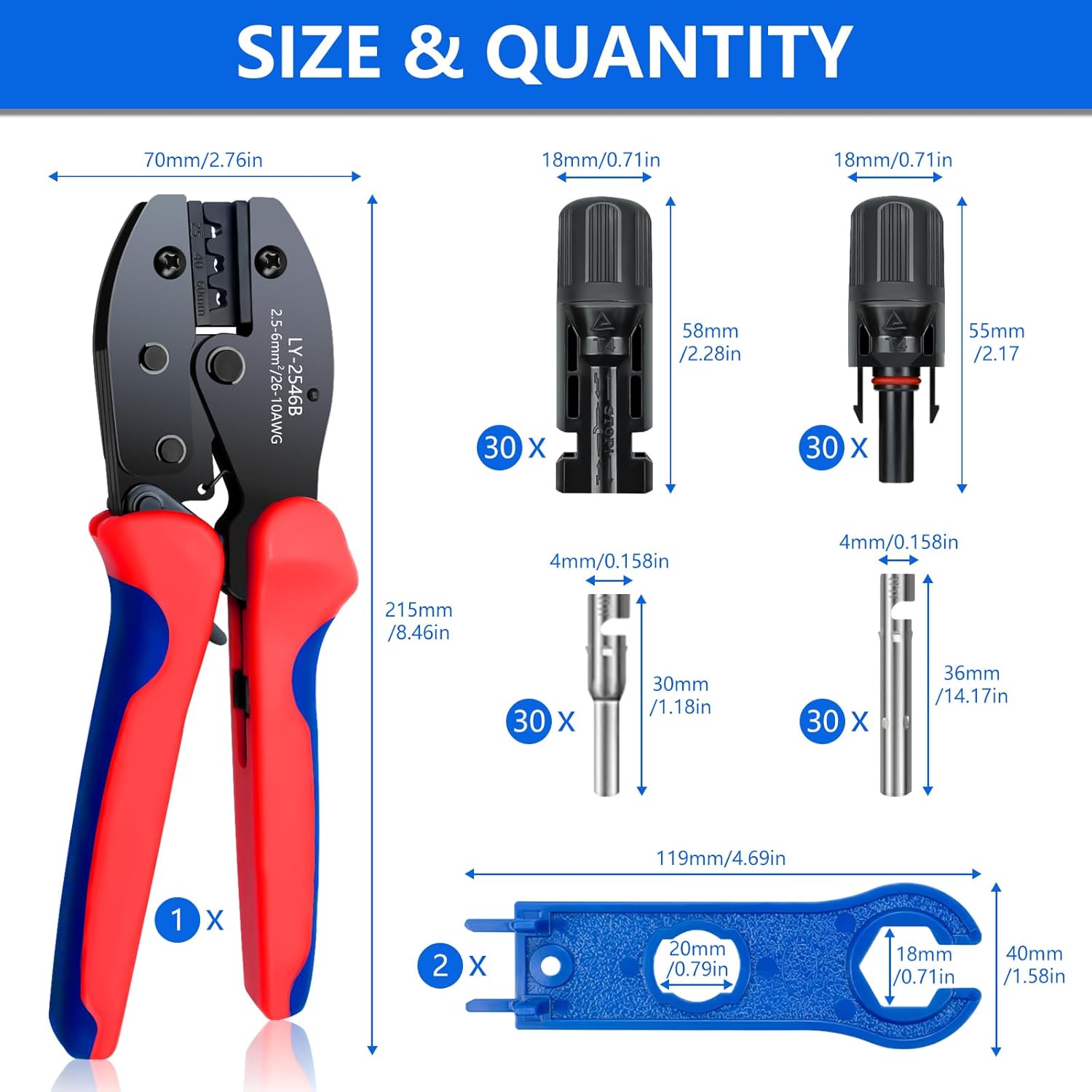 Renewable Energy Kit - 60PCS 태양 전지 패널 커넥터 키트