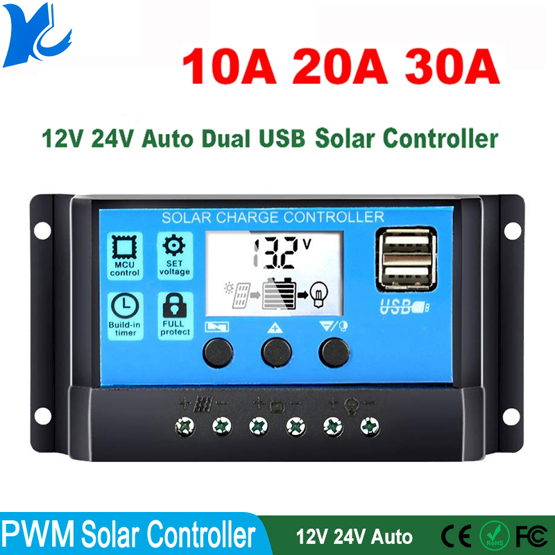 고효율 10A 20A 30A 12V 24V 자동 태양광 - Pwm Charge Controller 리뷰 및 가격