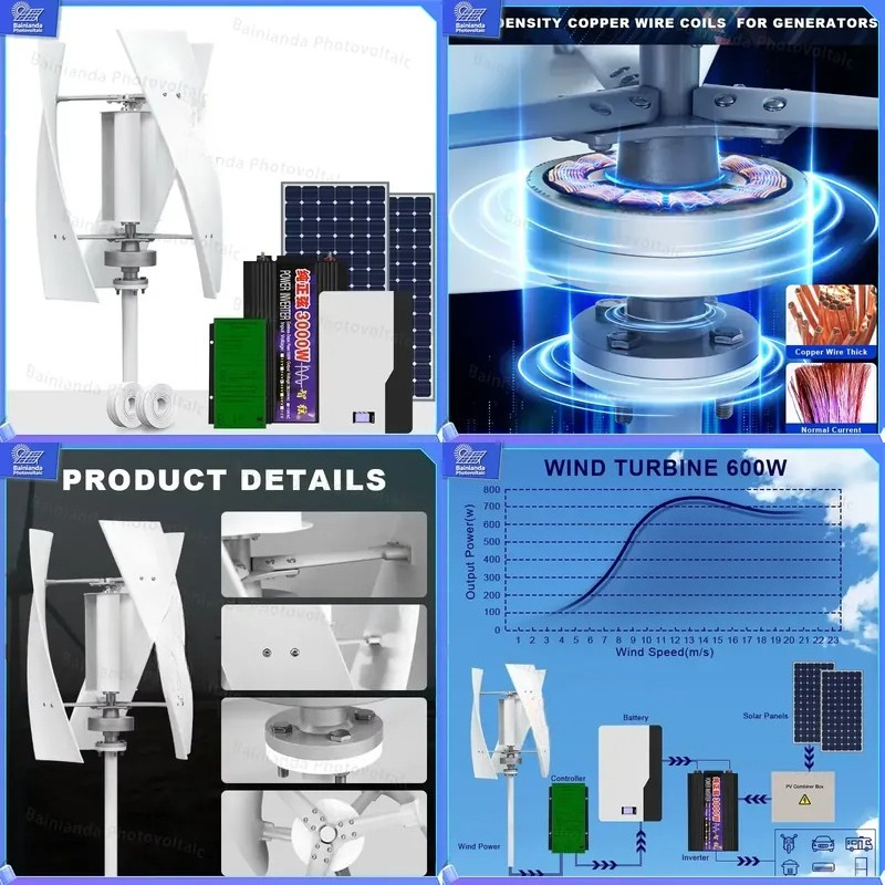 수직형 풍력 터빈 발전기 태양광 패널 하이브리드 시스템 - Renewable Energy Kit 리뷰 및 가격